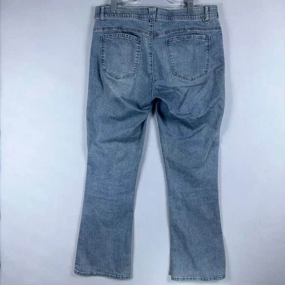 Democracy Ab Technology Jeans Bootcut Womens Size 14 Distressed Mid Rise Blue - Picture 2 of 11